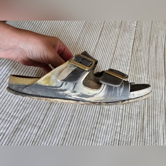 Birkenstock Arizona Sandals Tie Dye Slides Size 40 Double Buckle Metallic Color - Picture 3 of 7